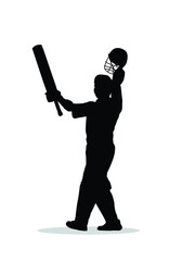 Cricket player batsman batting silhouettes. illustration of batsman playing cricket championship. - obrazy, fototapety, plakaty