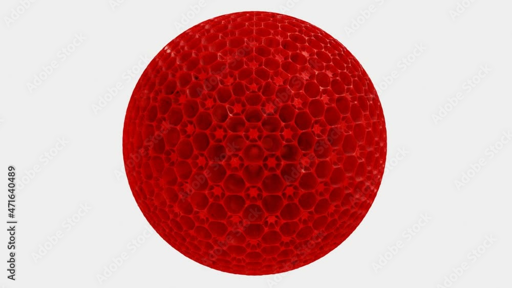 Poster abstract sphere with different cutouts slowly rotates on a white background. looped animation. 3d re