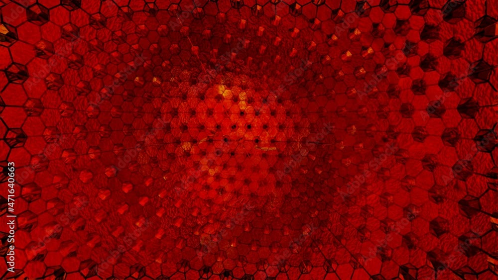 Wall mural abstract red pattern rotates. three-dimensional background. looped animation. 3d render