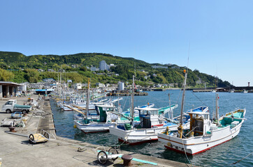 稲取金目や雛のつるし飾りでも有名な伊豆稲取の漁港風景です。