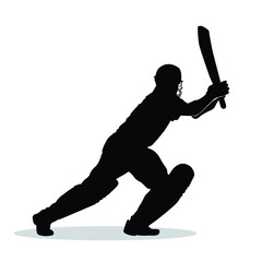 Cricket player batsman batting silhouettes. illustration of batsman playing cricket championship.