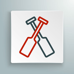 Line Crossed oars or paddles boat icon isolated on white background. Colorful outline concept. Vector