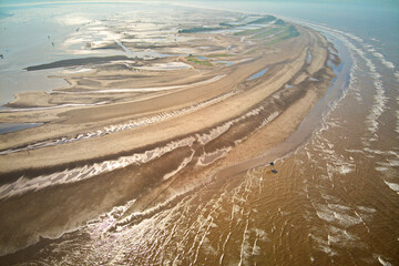 Aerial view of shrimp farms in Xuan Thuy, Namdinh, Vietnam.