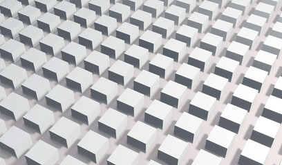 Obraz premium Abstract geometric background stacked white cubes, 3D render technology illustration.