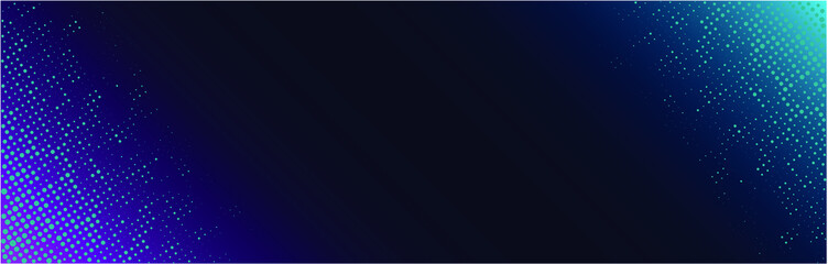 Dotted vector banner. Turquoise and purple lights. Turquoise dots on modern gradient background for business and technology.