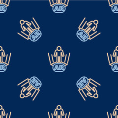 Line Augmented reality AR icon isolated seamless pattern on blue background. Virtual futuristic wearable devices. Vector