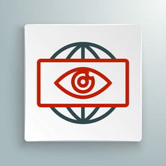 Line Big brother electronic eye icon isolated on white background. Global surveillance technology, computer systems and networks security. Colorful outline concept. Vector