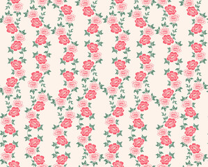 Japanese Art Flower Leaf Branch Vector Seamless Pattern