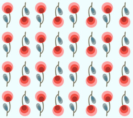 Japanese Cute Circle Flower Motif Vector Seamless Pattern