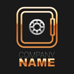 Line Safe icon isolated on black background. The door safe a bank vault with a combination lock. Reliable Data Protection. Colorful outline concept. Vector