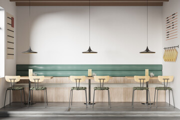 Interior Coffee Shop Wall Mockup - 3d Rendering, 3d Illustration 