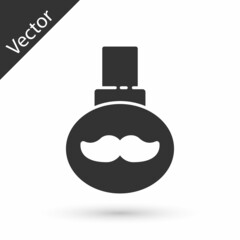 Grey Beard and mustaches care oil bottle icon isolated on white background. Glass bottle with pipette. Vector Illustration