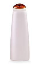 women shampoo white blank plastic bottle isolated on white background