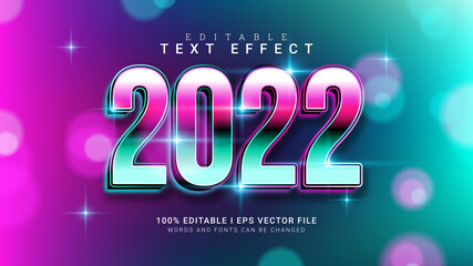 2022, happy new year text effect vector illustration
