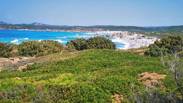 panoramic view  Rena majore Sardinia Italy  in  Windy day