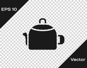Obraz premium Black Kettle with handle icon isolated on transparent background. Teapot icon. Vector
