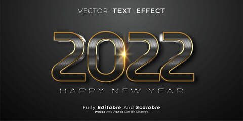 editable text number happy new year 2022 in carbon concept