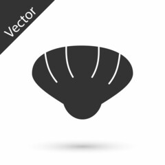 Grey Scallop sea shell icon isolated on white background. Seashell sign. Vector.
