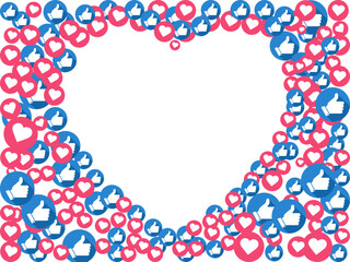 Like and heart icons background. social network concept design elements for web