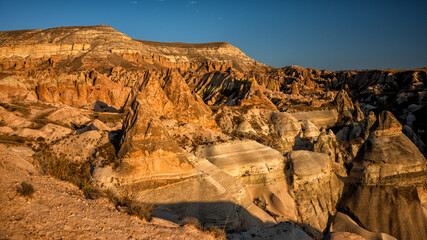 Fototapeta na wymiar Awesome view of unusual rocky landscape in Cappadocia, Turkey.