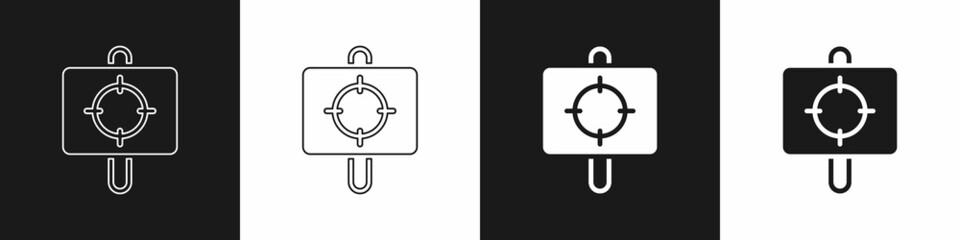 Set Target sport icon isolated on black and white background. Clean target with numbers for shooting range or shooting. Vector