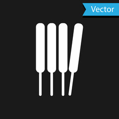 Fototapeta premium White Aroma sticks, incense, aromas icon isolated on black background. Vector