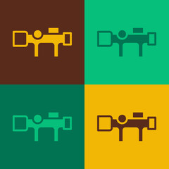 Pop art Sniper optical sight icon isolated on color background. Sniper scope crosshairs. Vector