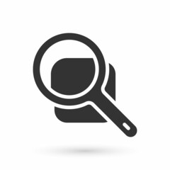 Grey Magnifying glass icon isolated on white background. Search, focus, zoom, business symbol. Vector