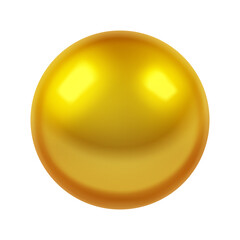 Metal golden sphere, gold glossy 3d ball. Vector illustration isolated on white background.