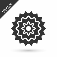 Grey Bicycle cassette mountain bike icon isolated on white background. Rear Bicycle Sprocket. Chainring crankset with chain. Vector