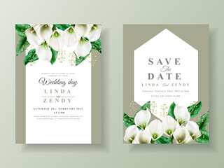 Cala of lily wedding invitation template - obrazy, fototapety, plakaty