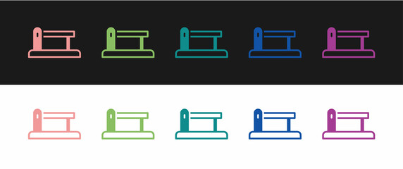 Set Railway barrier icon isolated on black and white background. Vector