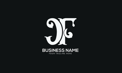 Alphabet CF or FC initial fish abstract monogram vector logo template