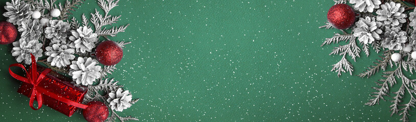 Christmas tree. Preparation for the holiday. New year and Christmas background. Holidays card. Copy space. banner