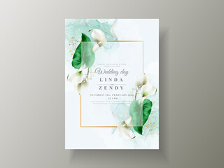 Cala of lily wedding invitation template - obrazy, fototapety, plakaty