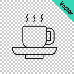 Black line Coffee cup icon isolated on transparent background. Tea cup. Hot drink coffee. Vector