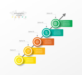 Business infographic template circle colorful with 5 step