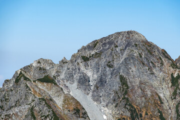 剱岳 カニノタテバイから山頂祠までを望遠撮影