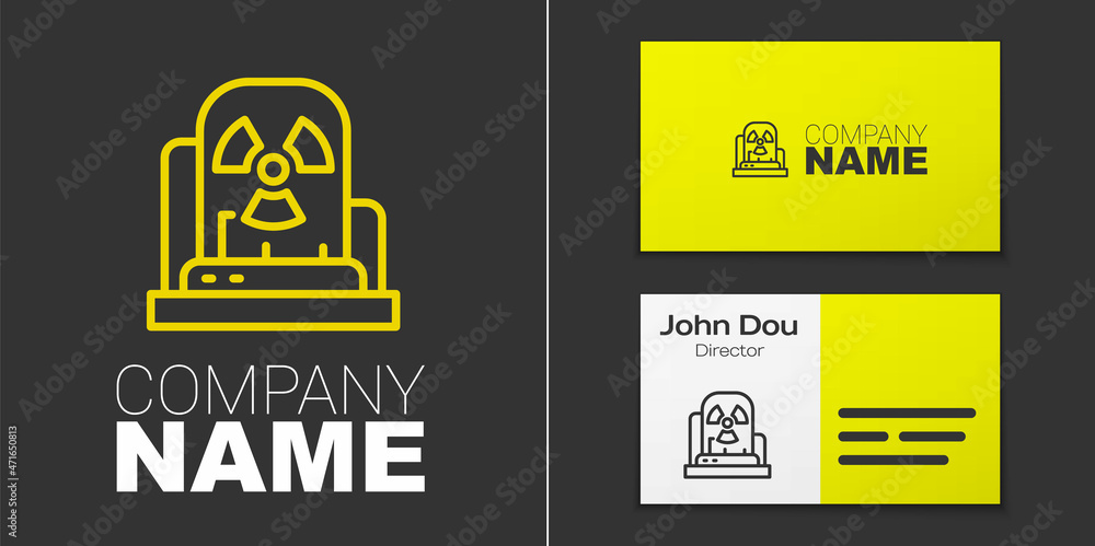 Poster logotype line radioactive warning lamp icon isolated on grey background. logo design template elemen