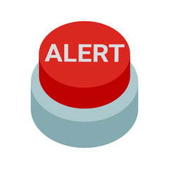red alert button vector isolated on white background. 