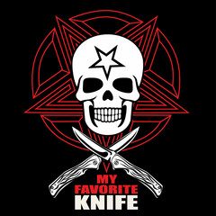 aggressive emblem with skull and knife,grunge vintage design t shirts
