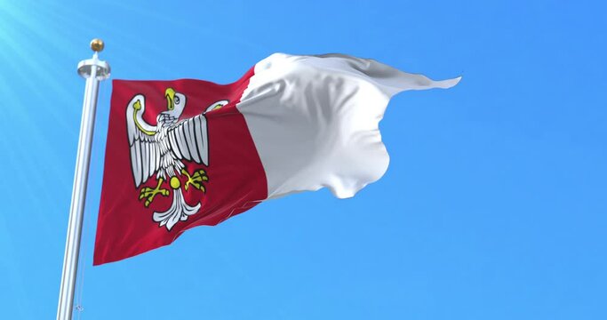 Flag of Greater Poland Voivodeship, Poland. Loop
