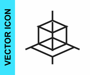 Black line 3d modeling icon isolated on white background. Augmented reality or virtual reality. Vector