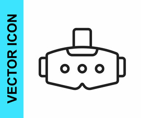 Black line Virtual reality glasses icon isolated on white background. Stereoscopic 3d vr mask. Optical head mounted display. Vector