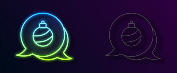 Glowing neon line Christmas ball icon isolated on black background. Merry Christmas and Happy New Year. Vector