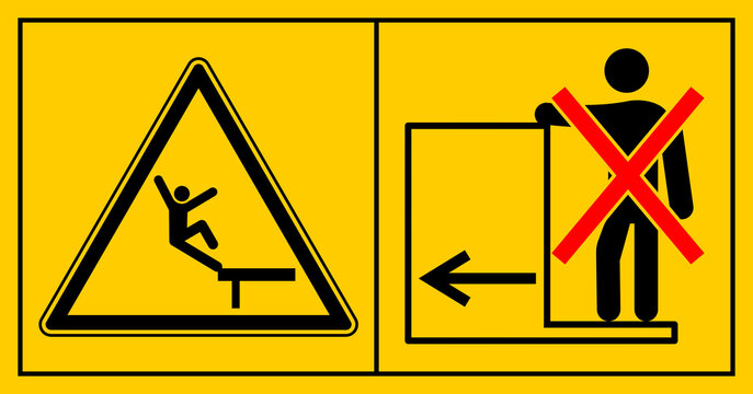 cmssn101 CombinationMachineSafetySignNew cmssn - mssn47mssn38h horizontal - Maschinenkennzeichnung ISO 11684 . Absturz . Die Mitfahrt auf Trittfl&auml;chen oder Plattform ist nicht gestattet . g10970
