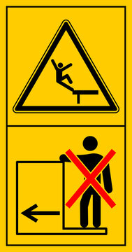 cmssn102 CombinationMachineSafetySignNew cmssn - mssn47mssn38v vertikal - Maschinenkennzeichnung ISO 11684 . Absturz . Die Mitfahrt auf Trittfl&auml;chen oder Plattform ist nicht gestattet . g10971
