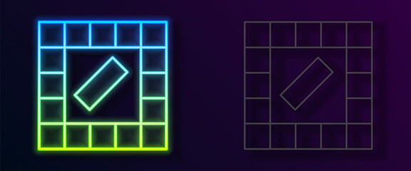 Glowing neon line Board game icon isolated on black background. Vector