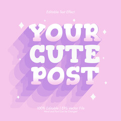 Fototapeta premium Cute Feed Post pink vintage style text effect editable Vector