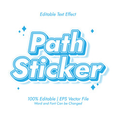 Simple Blue Path sticker printing cutting text effect editable Vector
